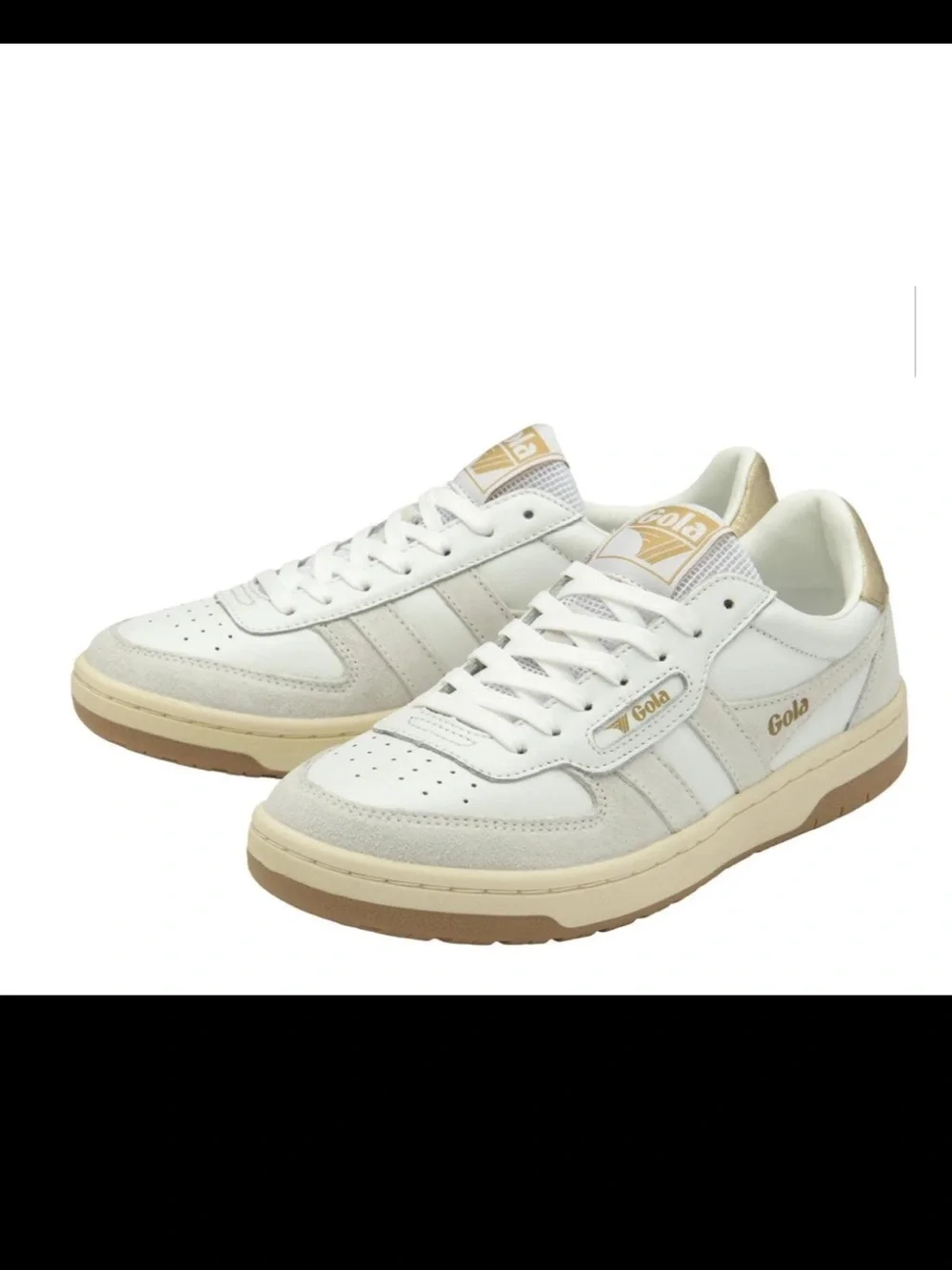 Gola Hawk Sneakers Women’s Size 8 White Gold Leather Suede Retro Trainers